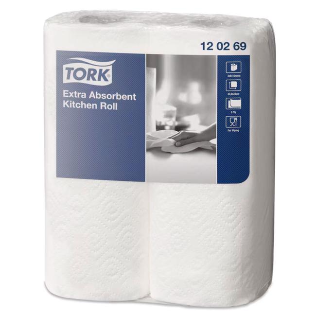 [HY120269] Küchenhandtücher 2-lagig auf der Rolle TORK Premium weiß, Rolle 15,4 m (2 Stück)