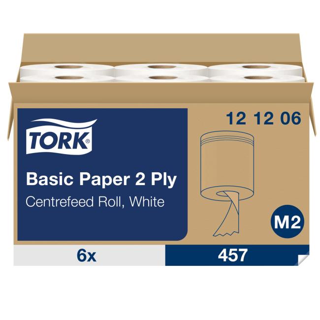 [HY121206] Papierhandtücher auf der Rolle mit zentraler Abrollvorrichtung, 2-lagig. TORK Universal M2 (6 Stück)
