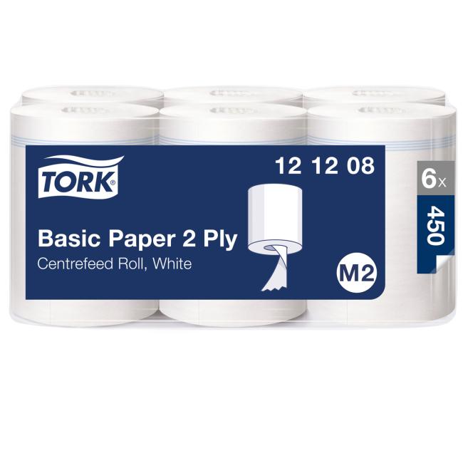 [HY121208] Papierhandtücher auf der Rolle mit zentraler Abrollvorrichtung, 2-lagig. TORK M2, Rolle 121,5 m (6 Stück).
