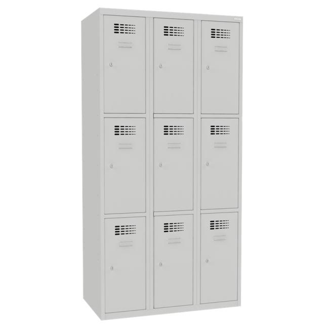 [AA000138] Wertsachenschrank mit 9 Fächern, abschließbar, H 180 x B 90 x T 50 cm, grau