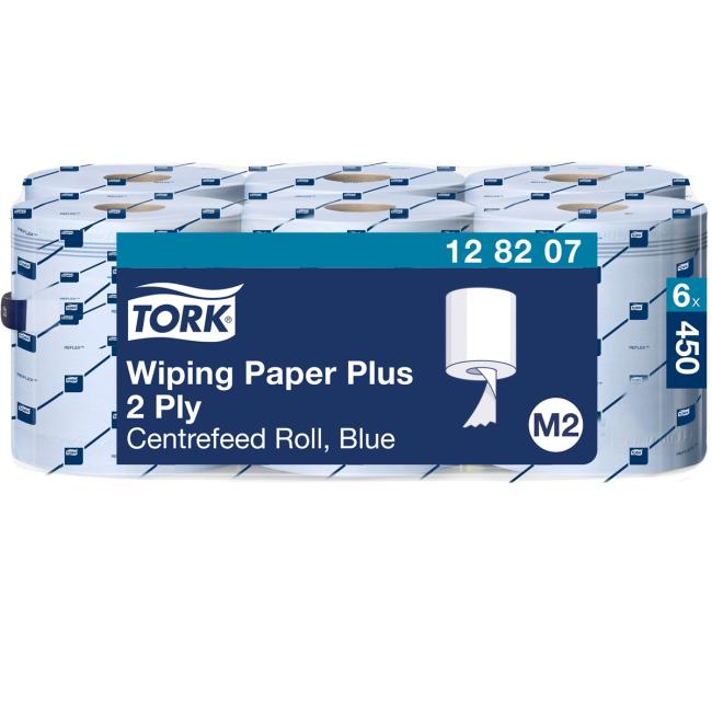 [HY128207] Papierhandtücher auf der Rolle mit zentraler Abrollvorrichtung, 2-lagig. TORK Plus blau M2, Rolle 157,5 m (6 Stück).