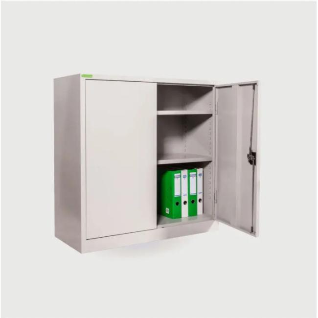 Büroschrank, 2 Einlegeböden, geschweißt, H 100 x B 100 x T 42 cm, Farbe RAL 7035 Hellgrau