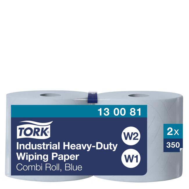 Industriereinigungstücher auf Rolle, 3-lagig.TORK Heavy Duty blau W1/W2, Rolle 119 m (2 Stück)