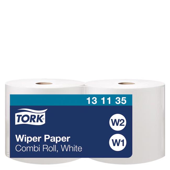 Papierhandtücher auf der Rolle, 1-lagig. TORK, weiß W1/2, 2 Stück.