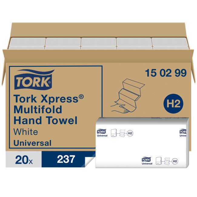 Papierhandtücher, gefaltet ZZ, 2-lagig. TORK Xpress Multifold Universal H2 (20er-Packung)