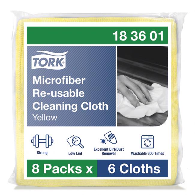 [HY183601] TORK wiederverwendbares Mikrofasertuch, 30,5 x 30,5 cm, gelb, 6 Stück