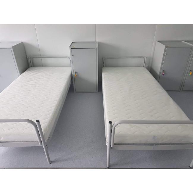 Klappbares Metallbett, H 63 x B 216 x T 95 cm, Grau RAL 7035