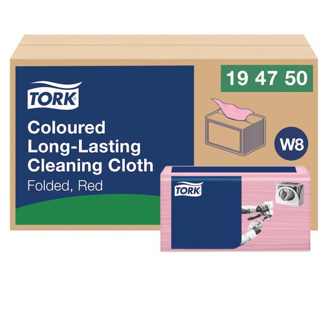 Reinigungstuch, 1-lagig. TORK Langlebig rot W8, 40 Stück.