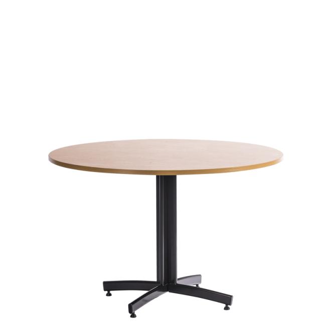 [AA000400] Runder Esstisch, H 72 x T 90 cm, schwarzes Gestell, Buchenholzplatte
