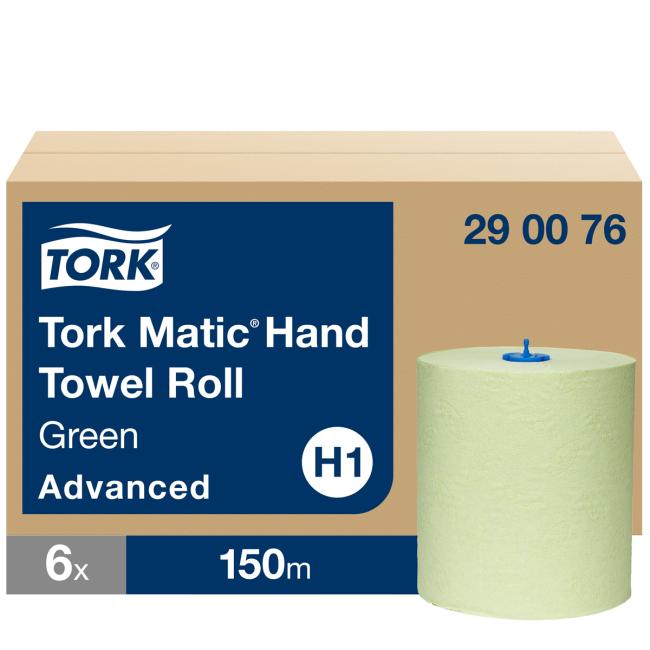[HY290076] Papierhandtücher auf der Rolle, 2-lagig. TORK Matic grün H1, Rolle 150 m (6 Stück)