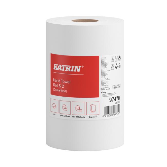 Papierhandtücher auf der Rolle, 2-lagig, KATRIN Plus S Rolle, 75 m