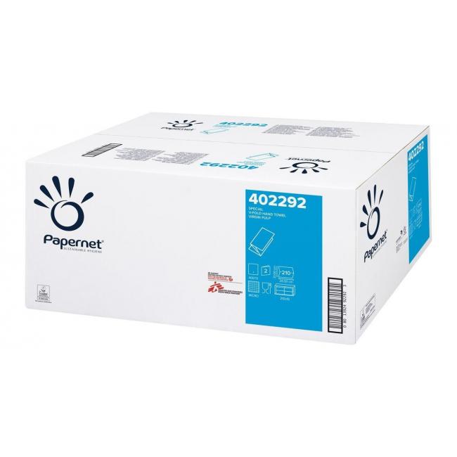 [HY402292] Papierhandtücher, gefaltet, ZZ/V, 2-lagig, Papernet, weiß, 210 Stück