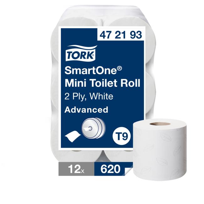 Toilettenpapier, 2-lagig. TORK SmartOne Mini weiß T9 (12 Stück)