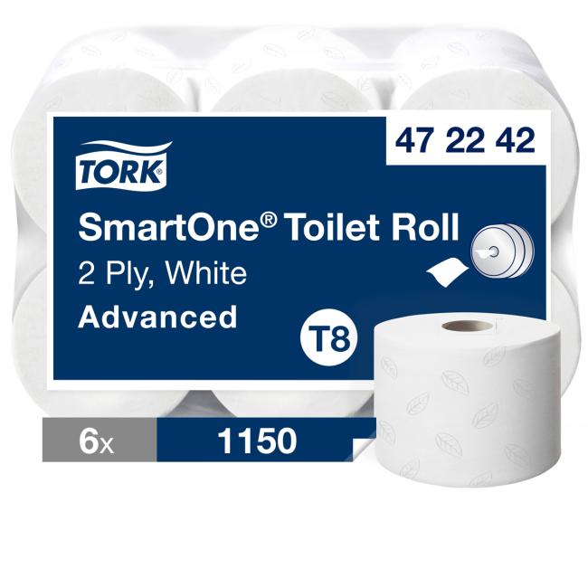 Toilettenpapier, 2-lagig. TORK SmartOne weiß T8 (6 Stück)