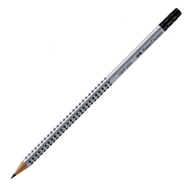 Faber-Castell Grip 2001 HB Bleistift mit Radiergummi, 12 Stück