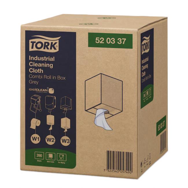 Industriereinigungstücher auf Rolle, 1-lagig. TORK, grau W2, W3, W1