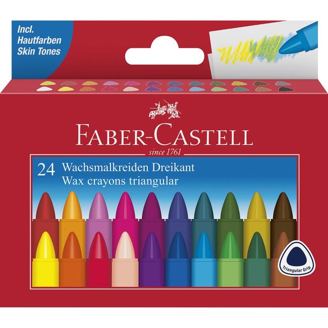 FABER-CASTELL dreieckige Wachsmalstifte, Set mit 24 Stück.
