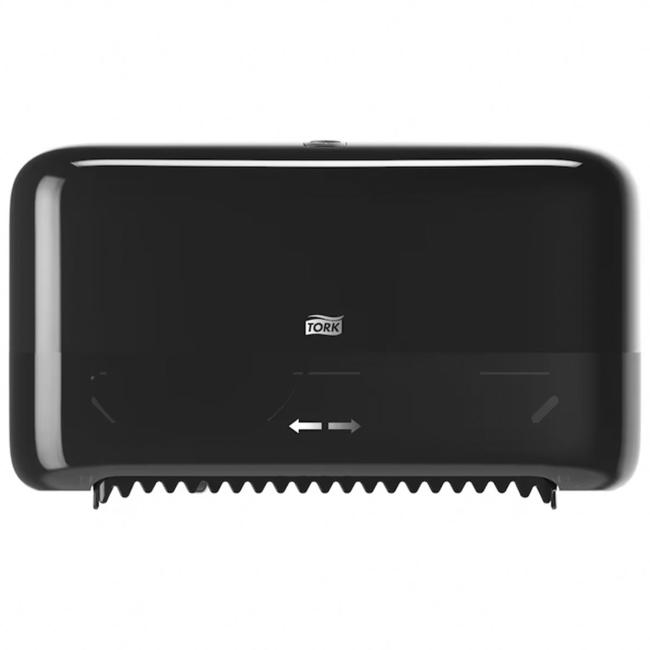 Tork OptiServe 2-Rollen-Toilettenpapierspender ohne Kern, Schwarz T7