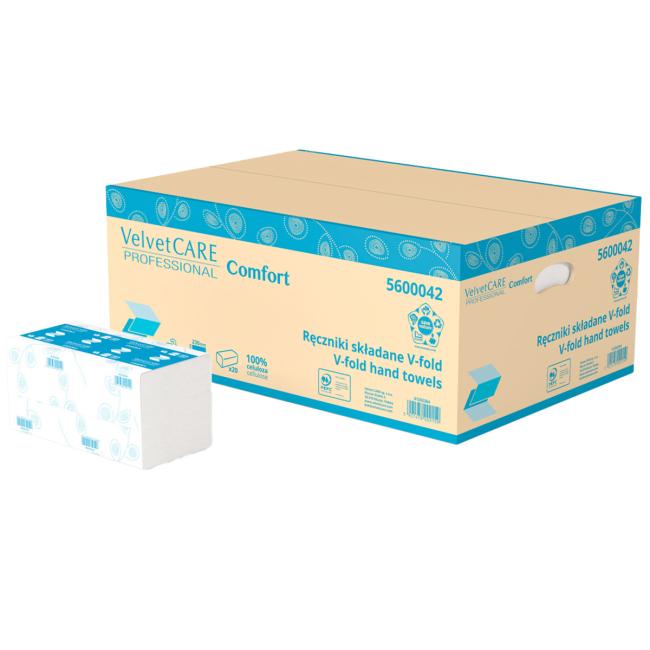 [HY600057] Papierhandtücher gefaltet ZZ 2-lagig VELVET CARE 100% Zellulose, 23x23cm (20 Packungen)