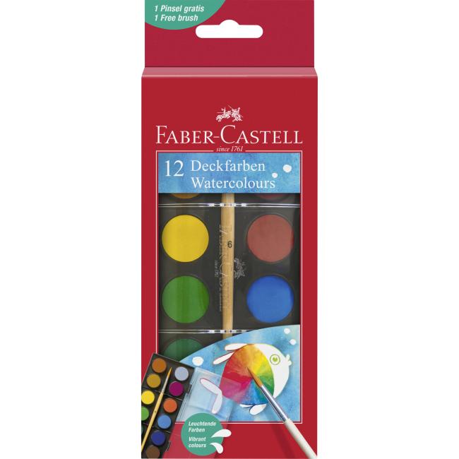 Faber-Castell Aquarellfarben, 12 Farben, 24 mm