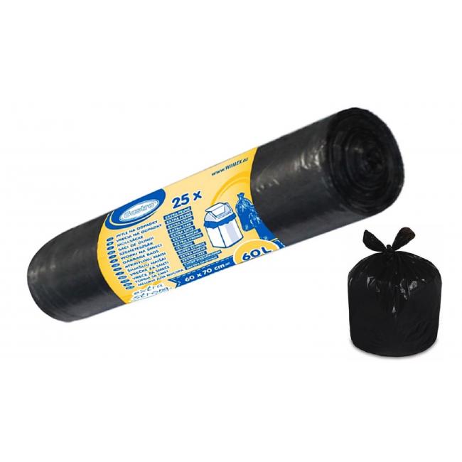 Taschen 60 l, 600 x 700 mm, 23 µm, 25 Stück, schwarz