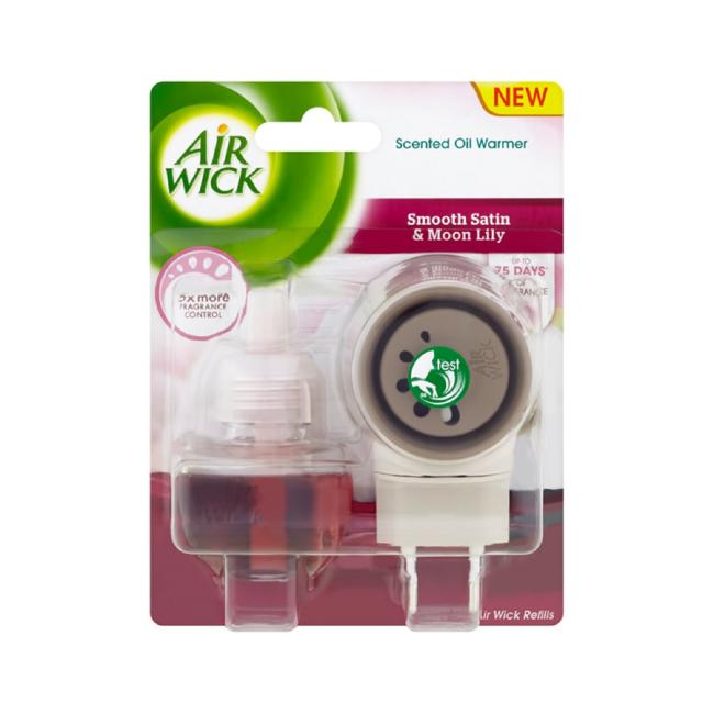 Air Wick elektrischer Lufterfrischer + Nachfüllpackung 19 ml, Duftrichtungen Delicate Satin und Moon Lily