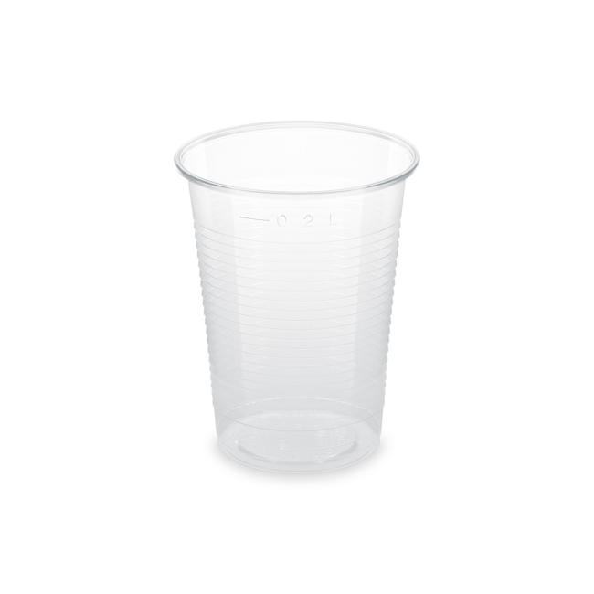 [HY763020] Transparenter Becher aus biologisch abbaubarem Kunststoff (PLA), 200 ml (100 Stück)