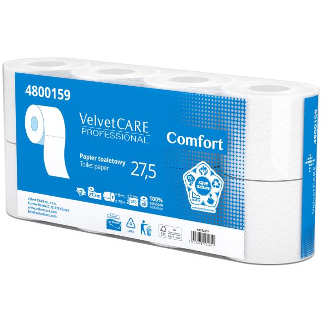 Toilettenpapier 2-lagig VELVET CARE Comfort 100% Zellulose 27,5 m (8 Stück)