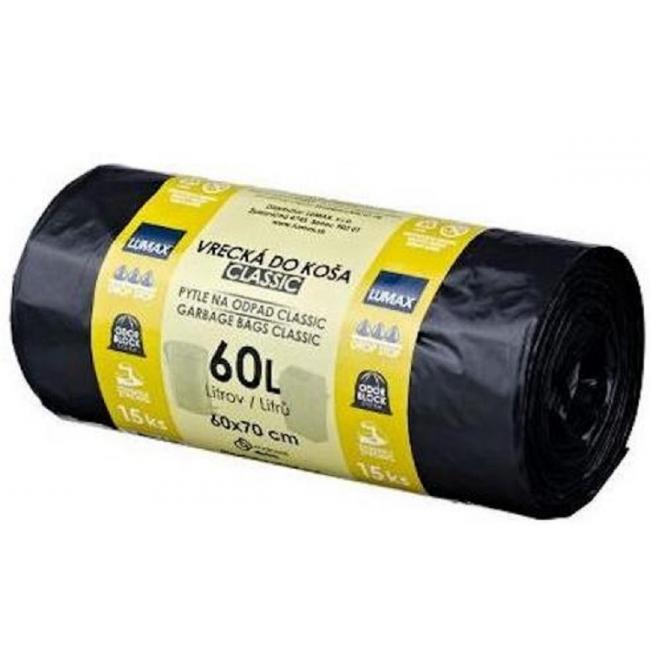 Zubindebeutel 60 l LDPE 28 µm, 60 x 70 cm, schwarz (15 Stück)