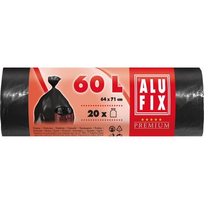 Müllsäcke 60 l / 20 Stück, 15 µm, 64 x 71 cm, schwarz, HDPE