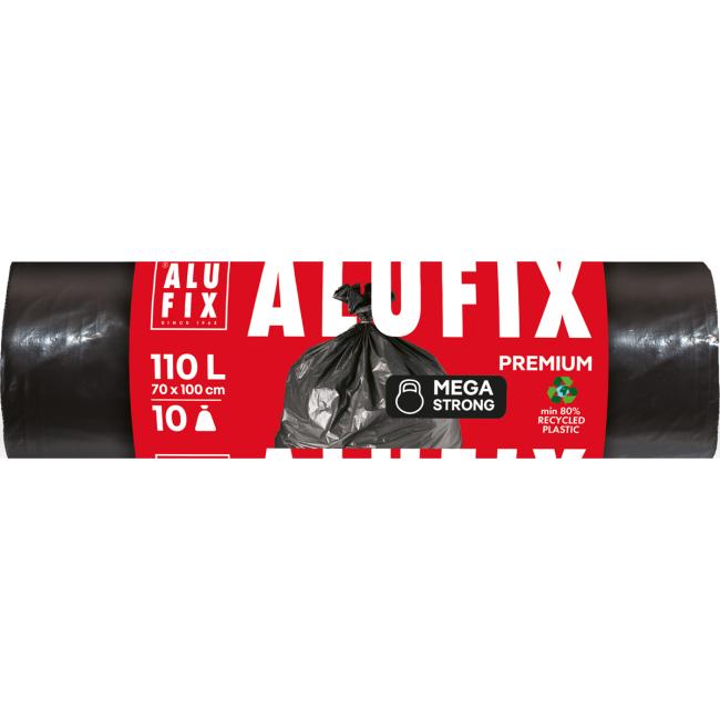 Müllsäcke Mega, 110 l / 10 Stück, 80 Mikron, 70 x 100 cm, schwarz, LDPE