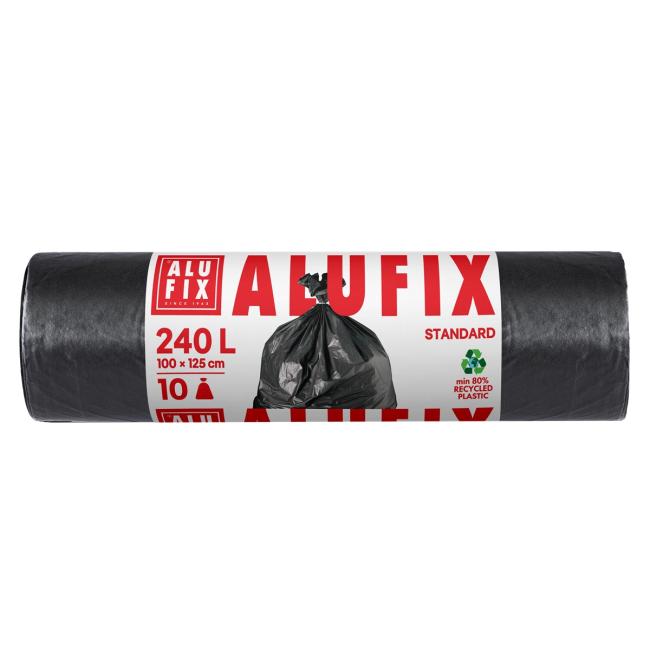 Schwere Abfallsäcke 240 l / 10 Stück, 35 µm, 100 x 125 cm, schwarz, LDPE