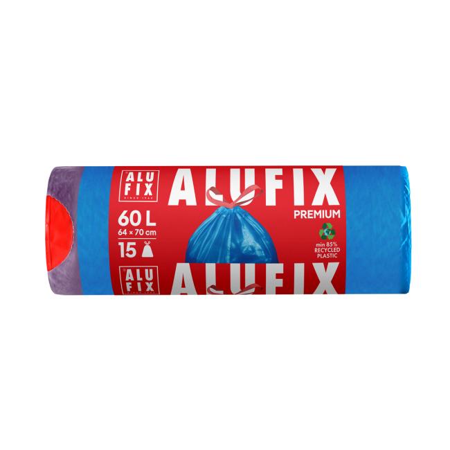 Einziehbare Müllbeutel, 60 l / 15 Stück, 27 µm, 64 x 70 cm, blau, LDPE
