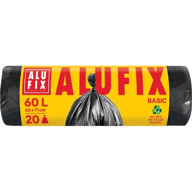Müllsäcke 60 l / 20 Stück, Economy, 13 µm, 59 x 72 cm, schwarz, HDPE