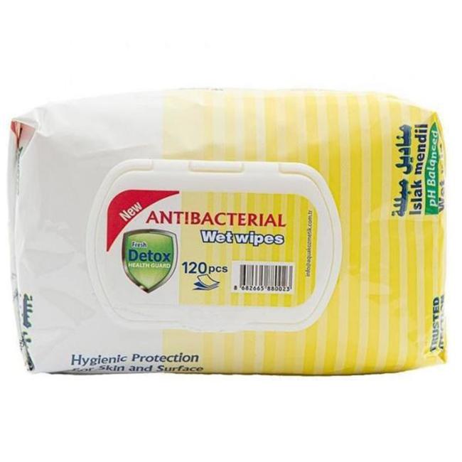 Frische Detox Zitronen-Antibakterielle Feuchttücher für Hände und Oberflächen (120 Stück)