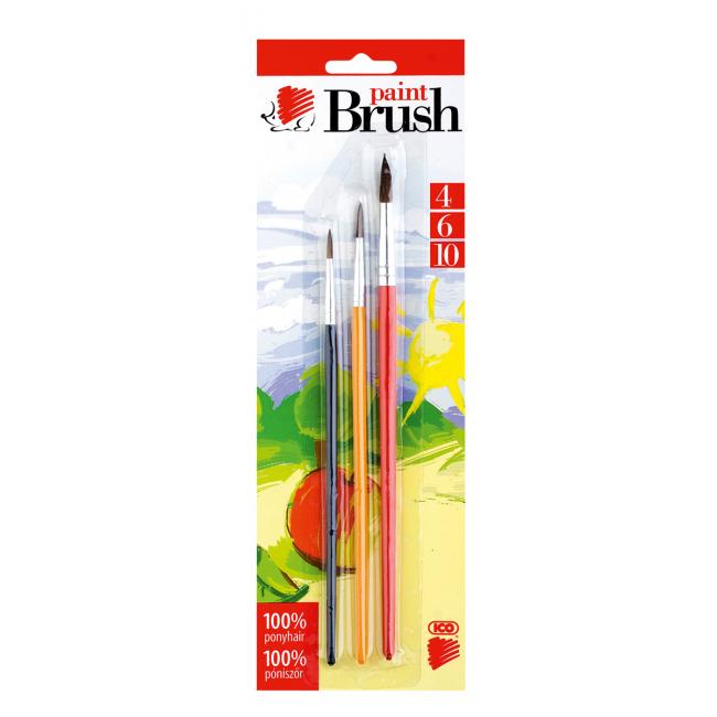 3-teiliges Bürstenset (4-6-10 cm, rund), farbiger Griff