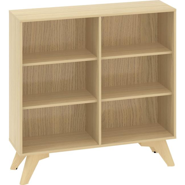 ALFA ROOT Nischenregal mit Trennwand, 2 Ablagen, 120 x 45 x 121,5 cm, Eiche