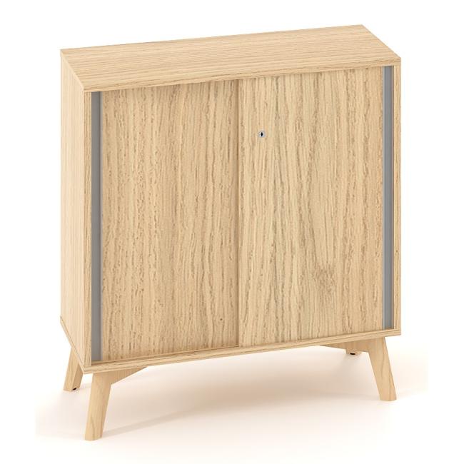 ALFA ROOT Regal, Schiebetüren, 1 Regalboden, 80 x 45 x 88,7 cm, Eiche