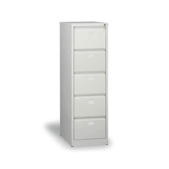 Aktenschrank mit 5 Schubladen, H 163 x B 47 x T 62 cm, Grau RAL 7035