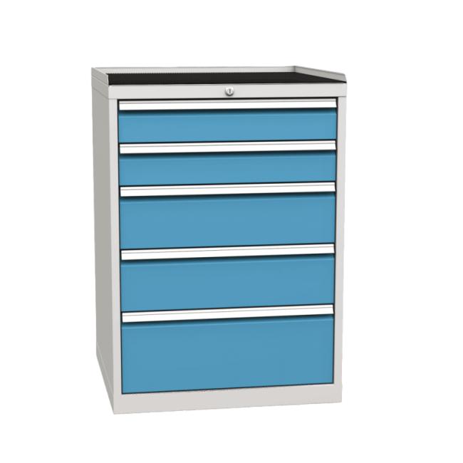 [AA000211] Werkstatt-Werkzeugbehälter mit 5 Schubladen und Gummioberfläche, H 103 x B 72 x T 70 cm, blau